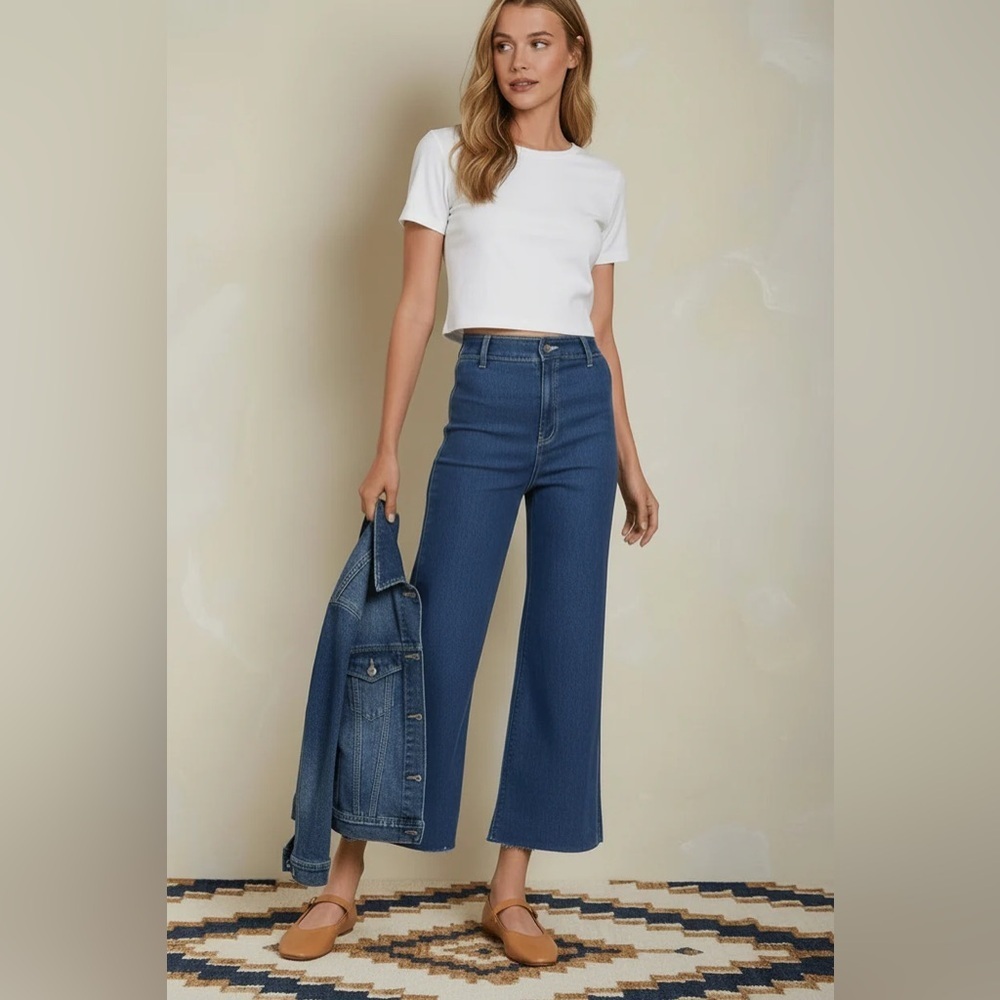 New Zenana High Waist Wide Leg Jeans Dark Denim Jeans Women’s size small